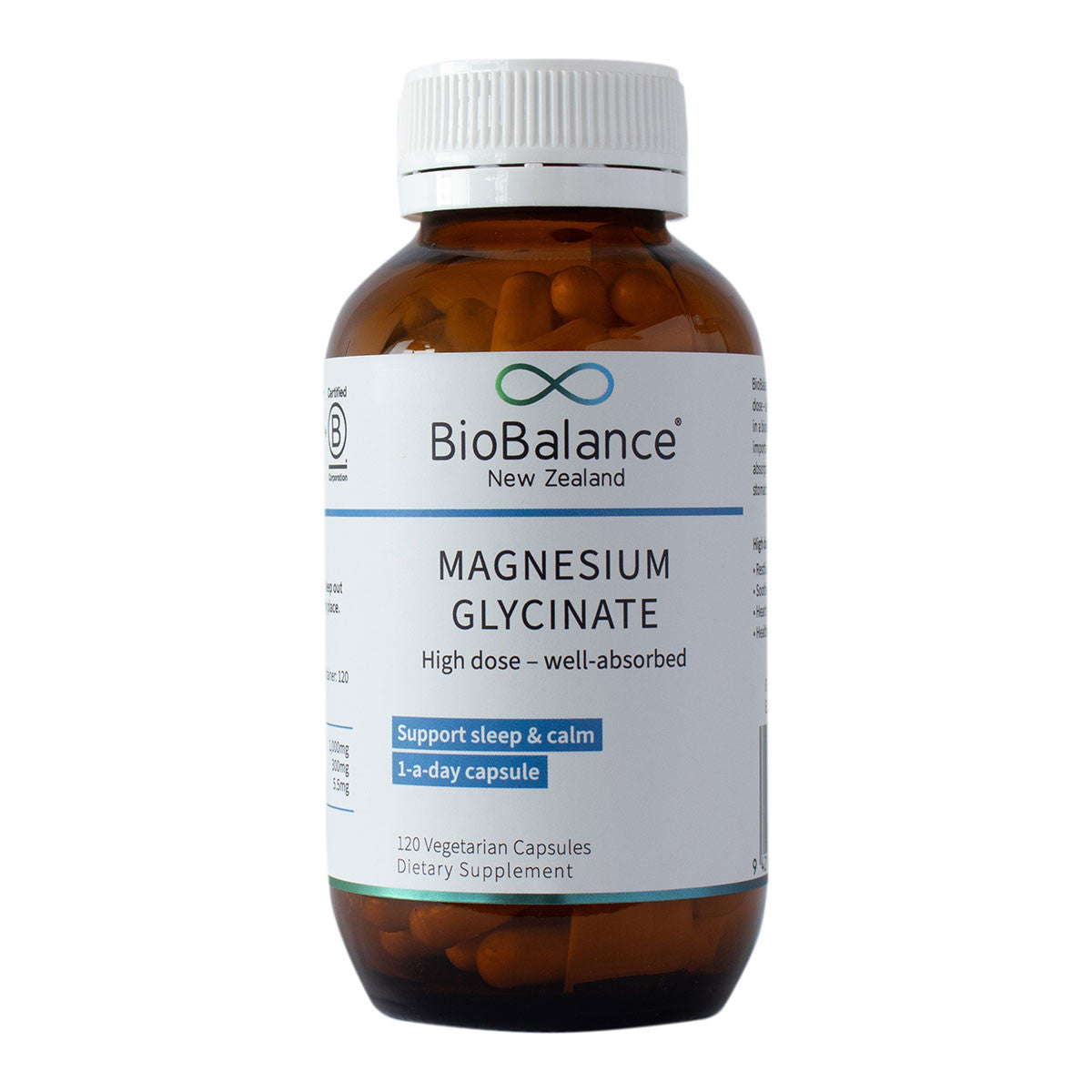 Buy Magnesium Glycinate - High Dose by BioBalance - 120 vege capsules