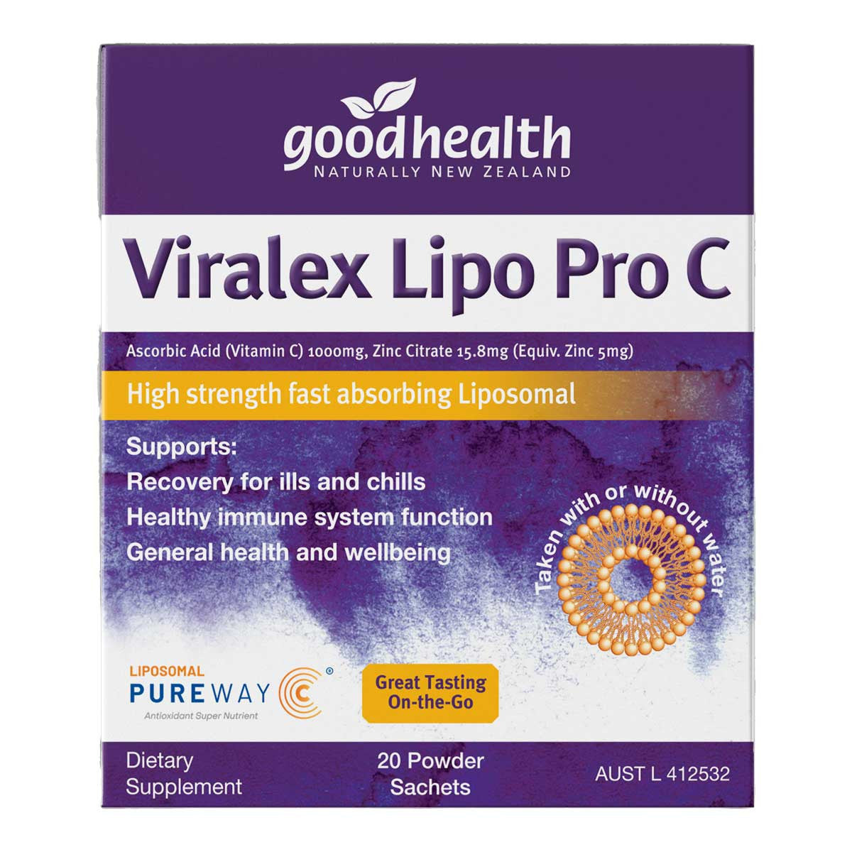 Buy Viralex Lipo Pro C by Good Health I HealthPost NZ - 20 powder sachets |  HealthPost NZ