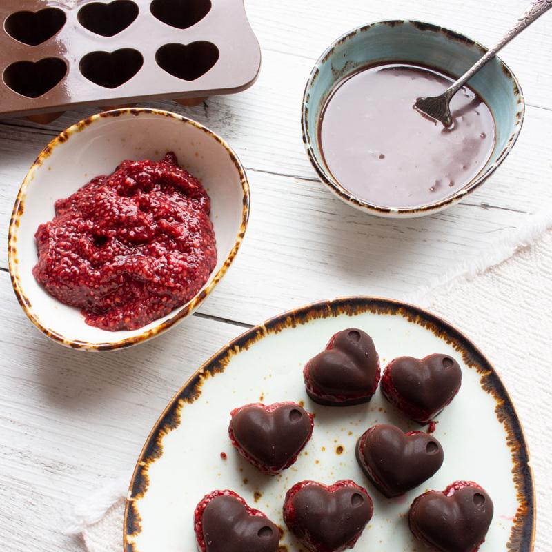 Raspberry filled chocolate hearts | HealthPost NZ