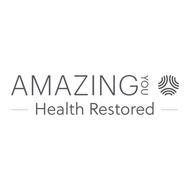 Black Amazing You text on a white background with spiral logo.