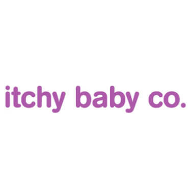 Logo of Itchy Baby Co. with pink text on a white background.