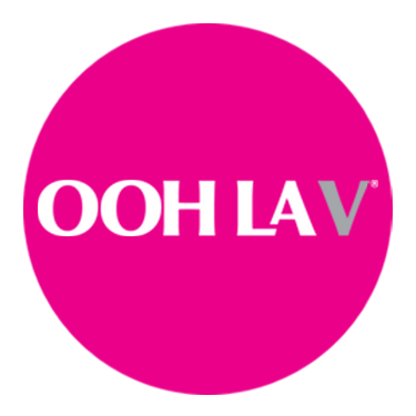 Pink circle containing 'Ooh La V' logo on a white background.