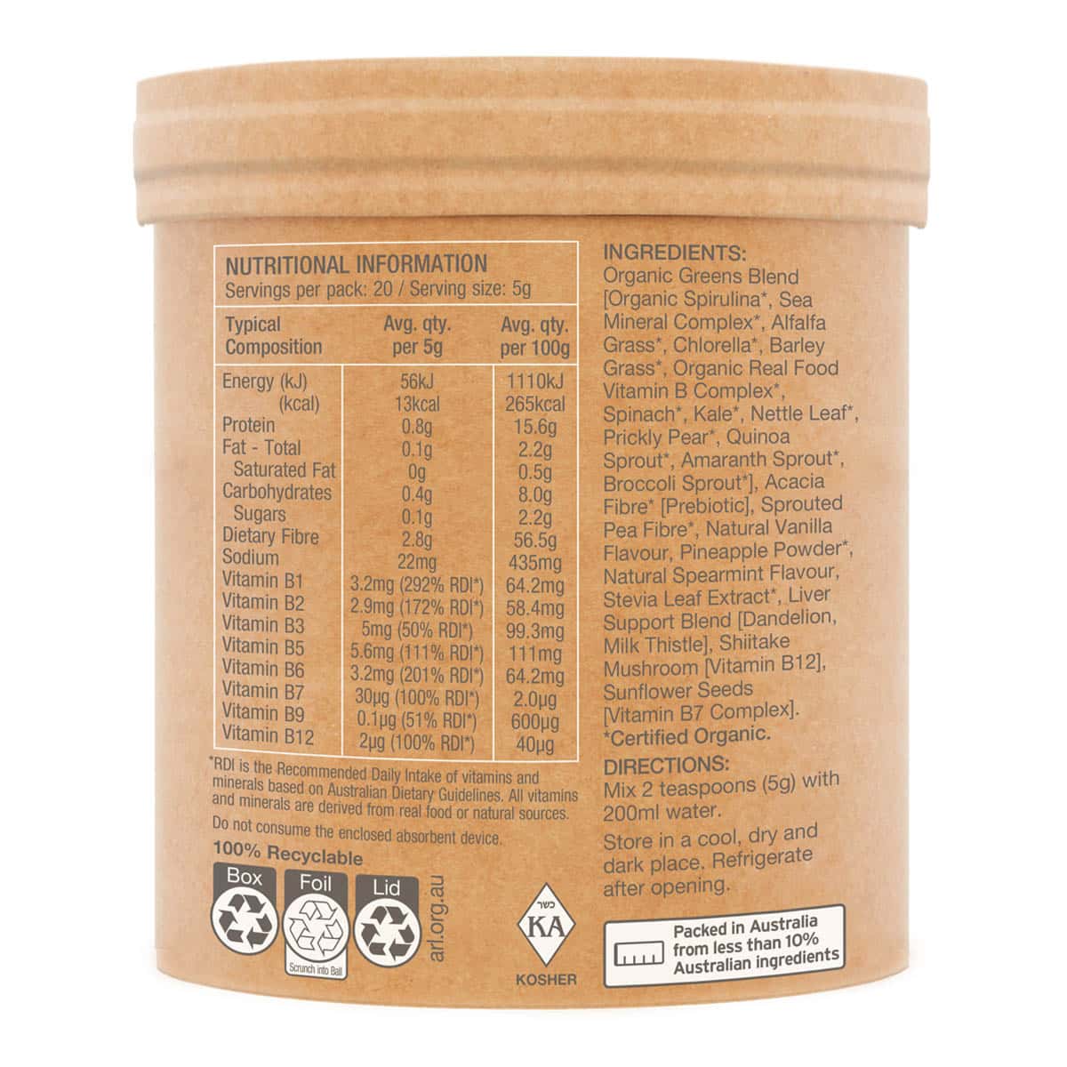 Raw Organic Greens - Vanilla Mint