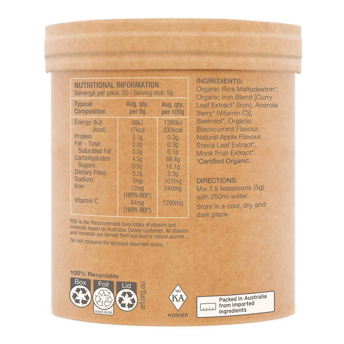 Raw Organic Iron - Apple Blackcurrant