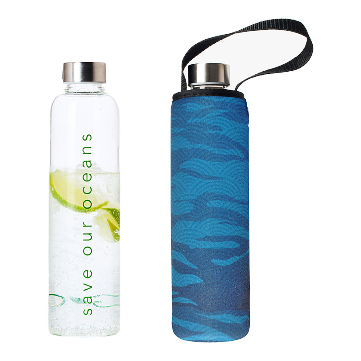 BBBYO Glass Is Greener Bottle + Carry Cover - Sea Print _1