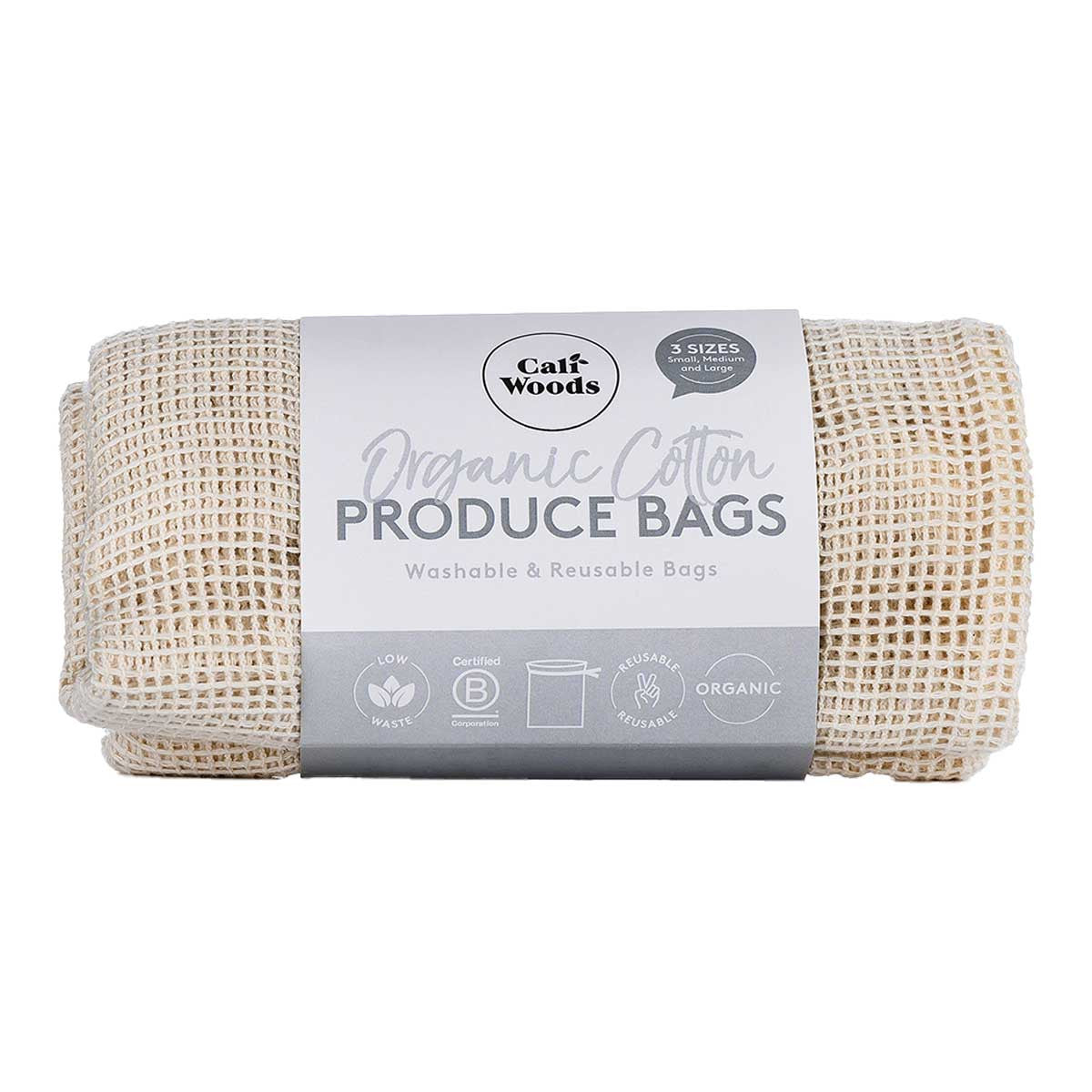 CaliWoods Organic Cotton Produce Bags - Washable _1