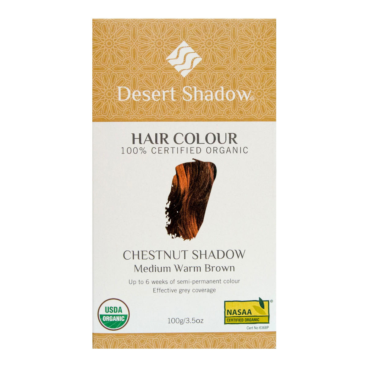 Desert Shadow hair color packaging with chestnut shadow shade on a white background.
