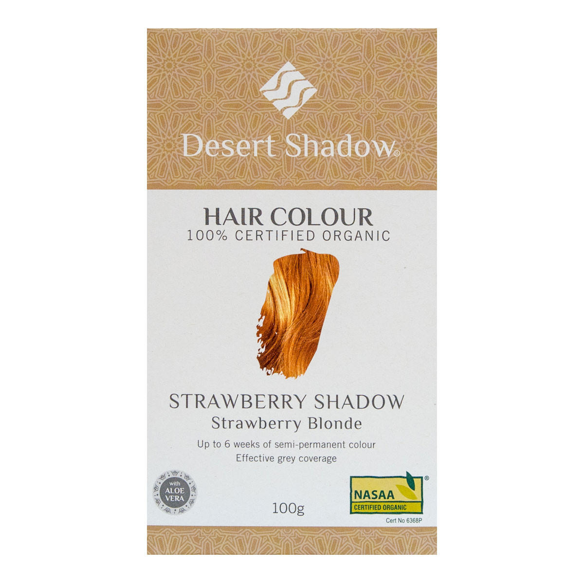 Desert Shadow hair color package for strawberry blonde hair on a white background.