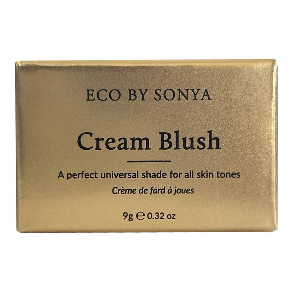 Gold packaging of Eco by Sonya Cream Blush on a white background.