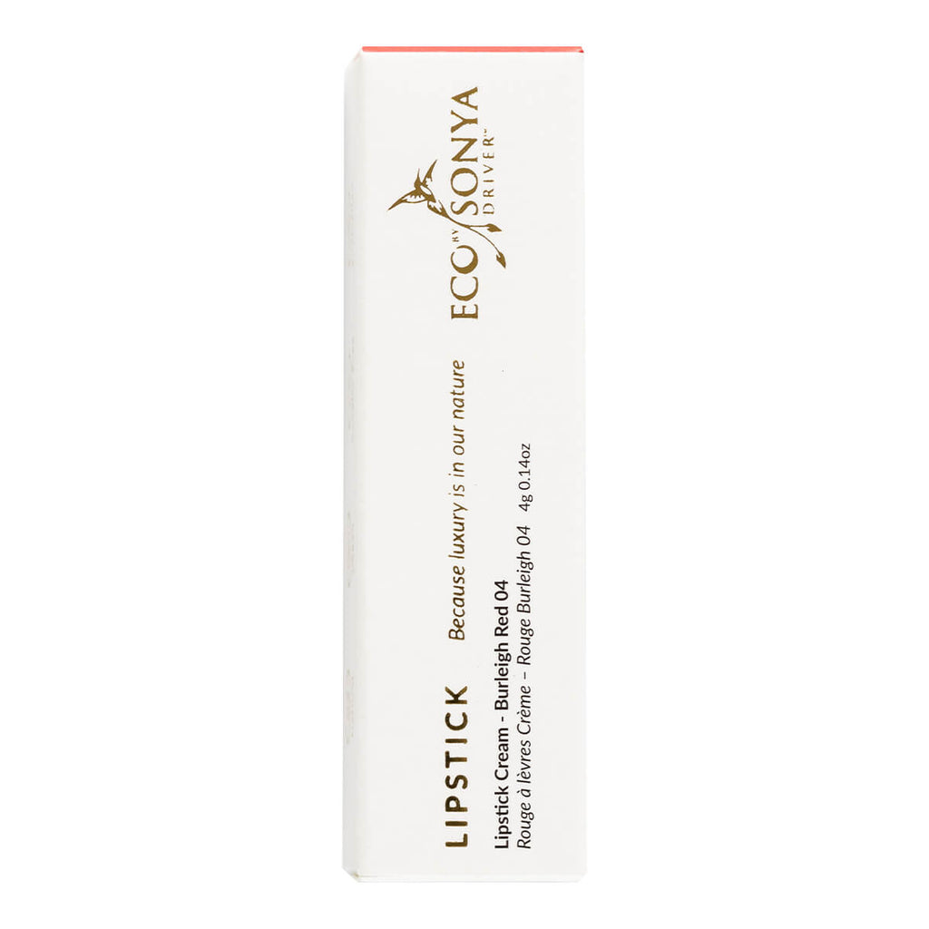 Lipstick packaging with 'Eco By Sonya' branding on a white background.