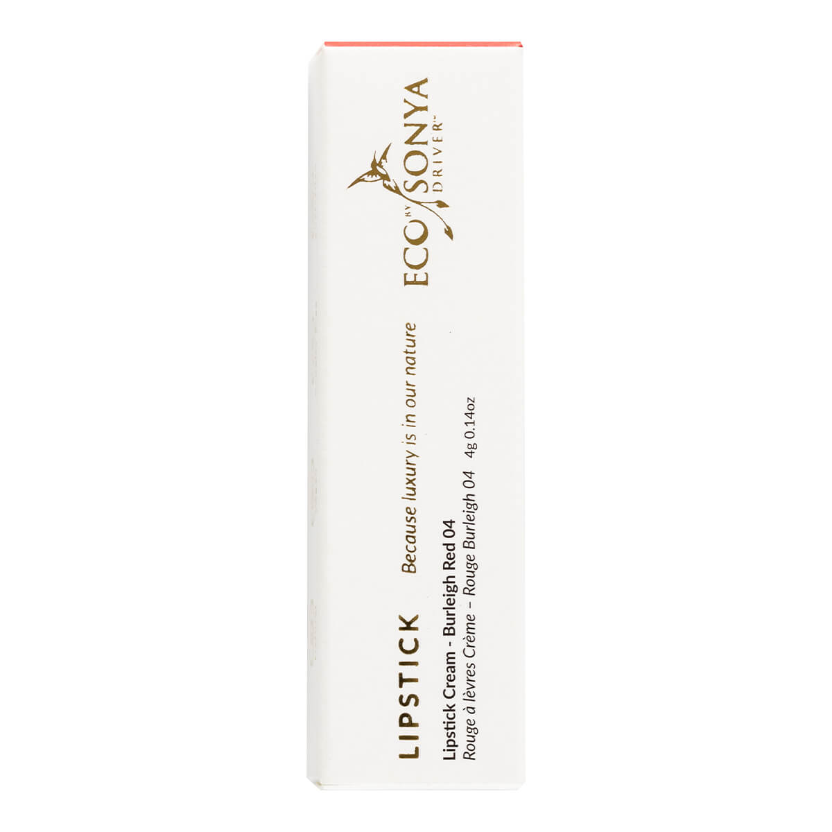 Lipstick packaging with 'Eco By Sonya' branding on a white background.