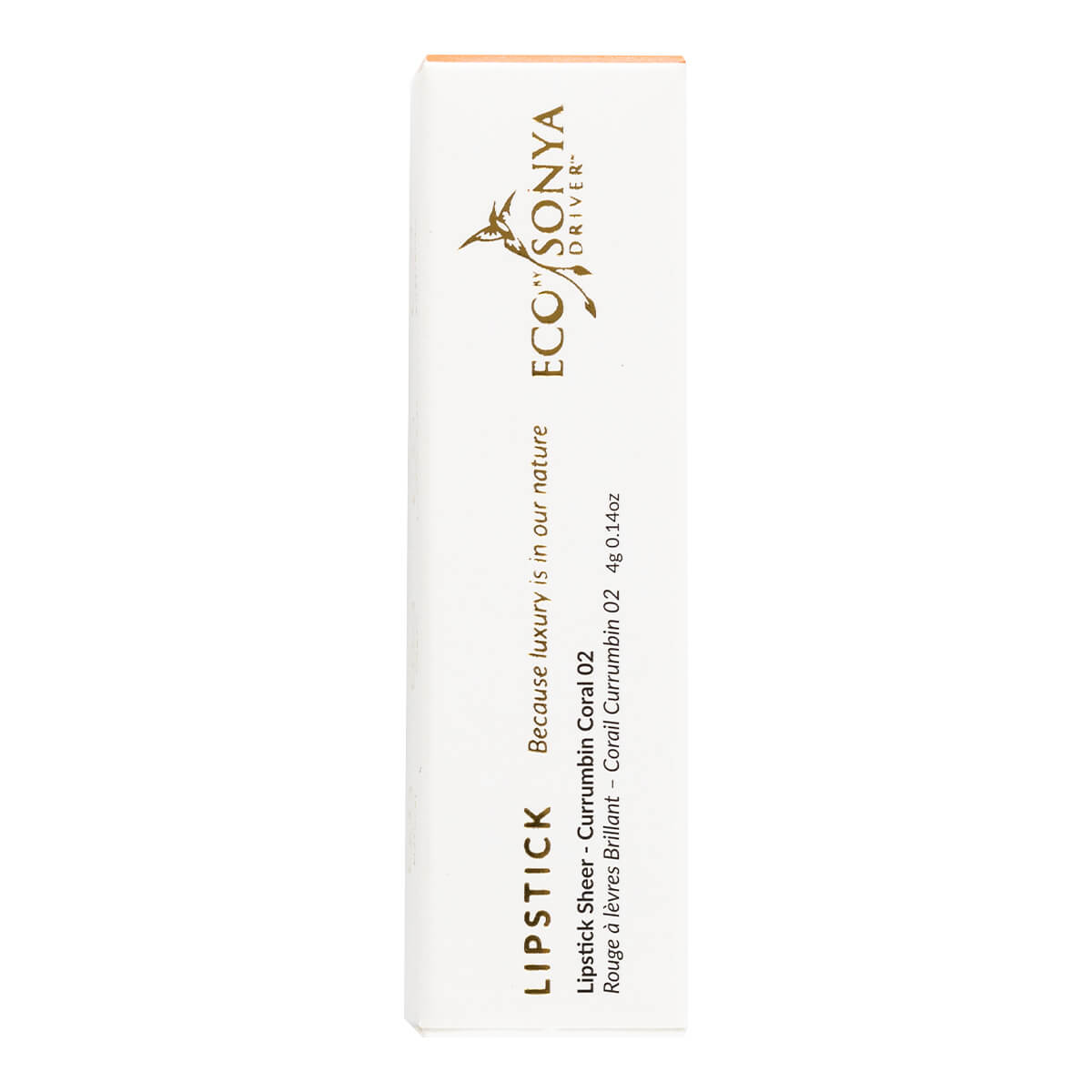 Eco by Sonya lipstick stick packaging on a white background.