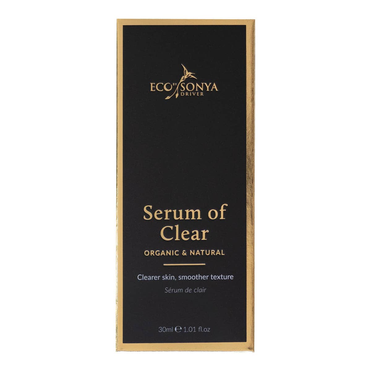 Eco by Sonya 'Serum of Clear' packaging on a white background.