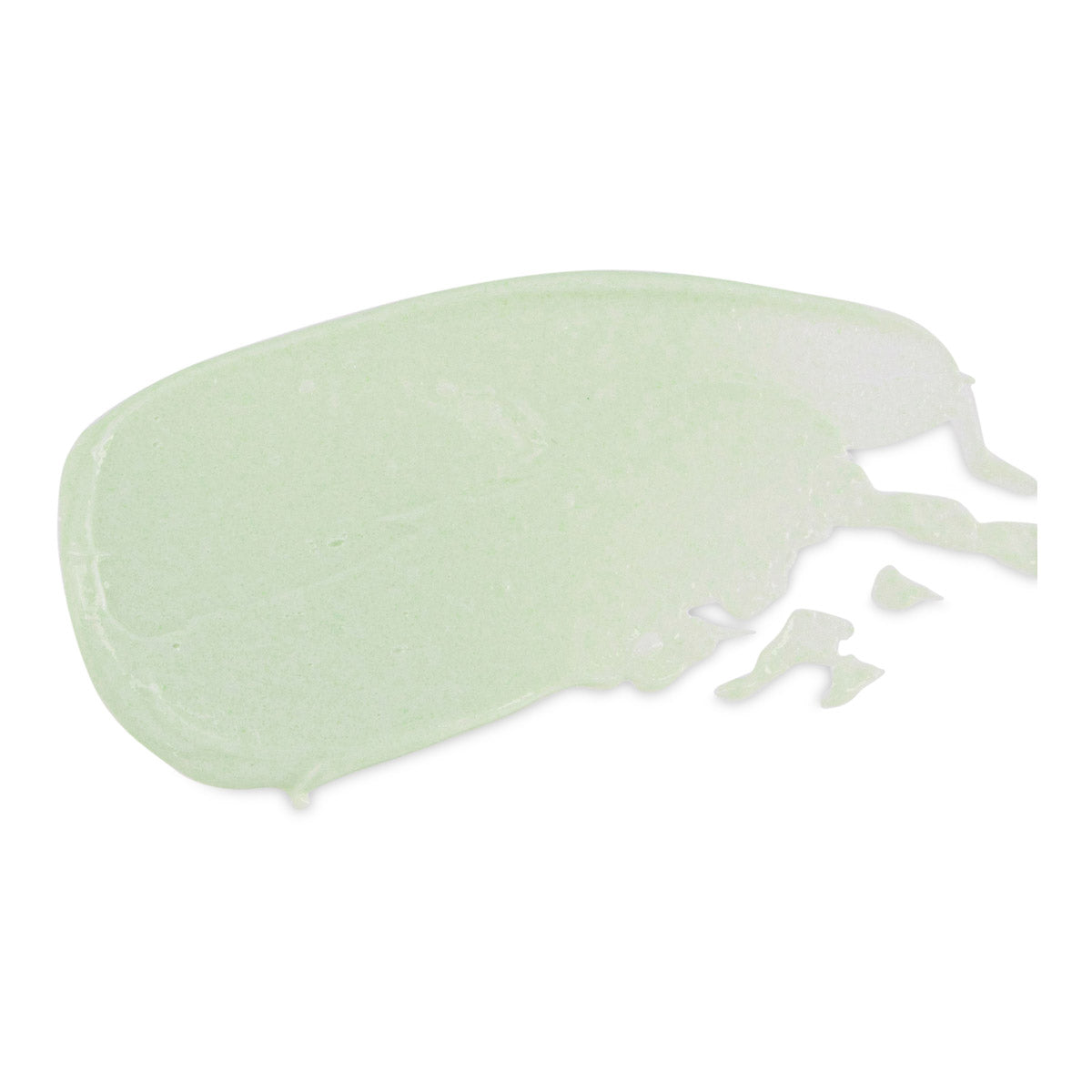 Light green gel-like substance on a white background.