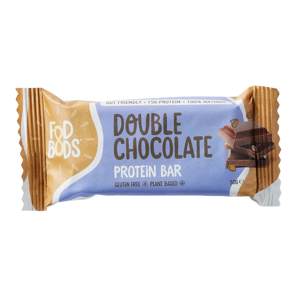 Double Chocolate Protein Bar packaging on a white background