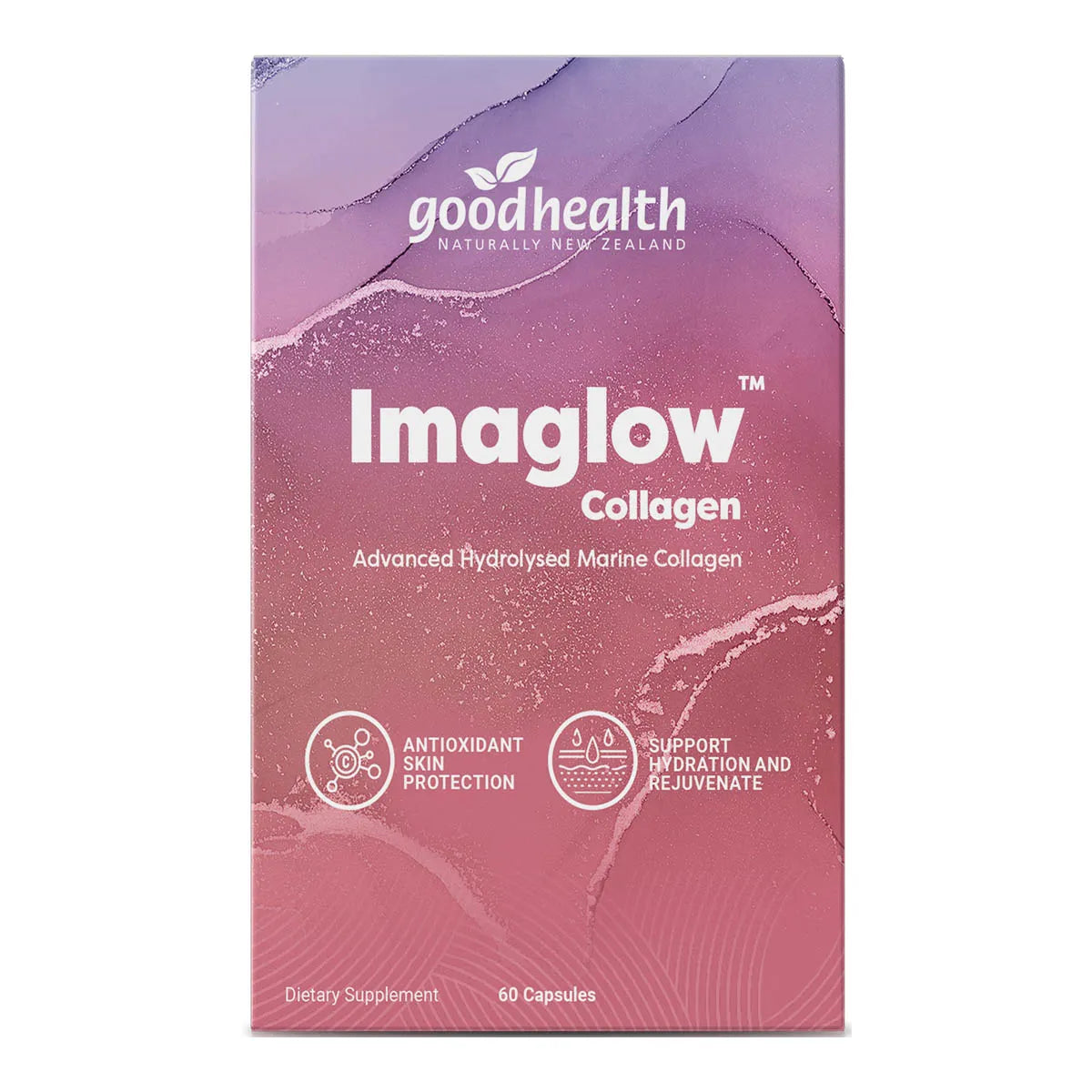 Good Health Imaglow Collagen supplement packaging on a white background