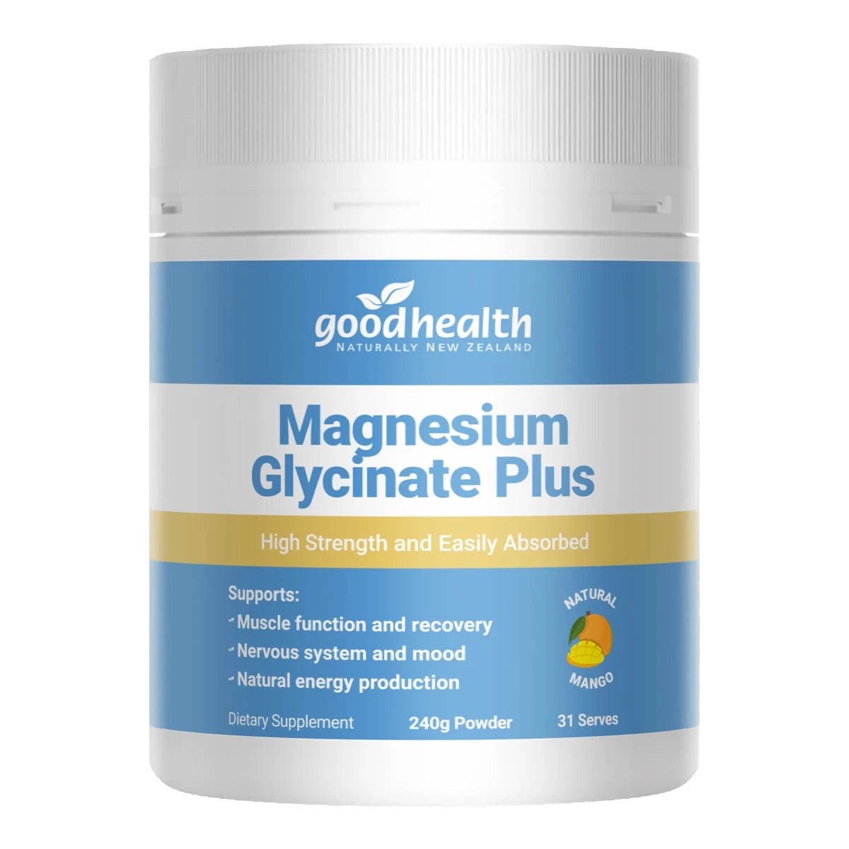 Good Health Magnesium Glycinate Plus supplement container on a white background