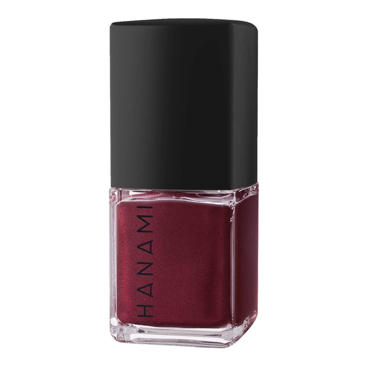 Bottle of Hanami nail polish with a black cap on a white background.