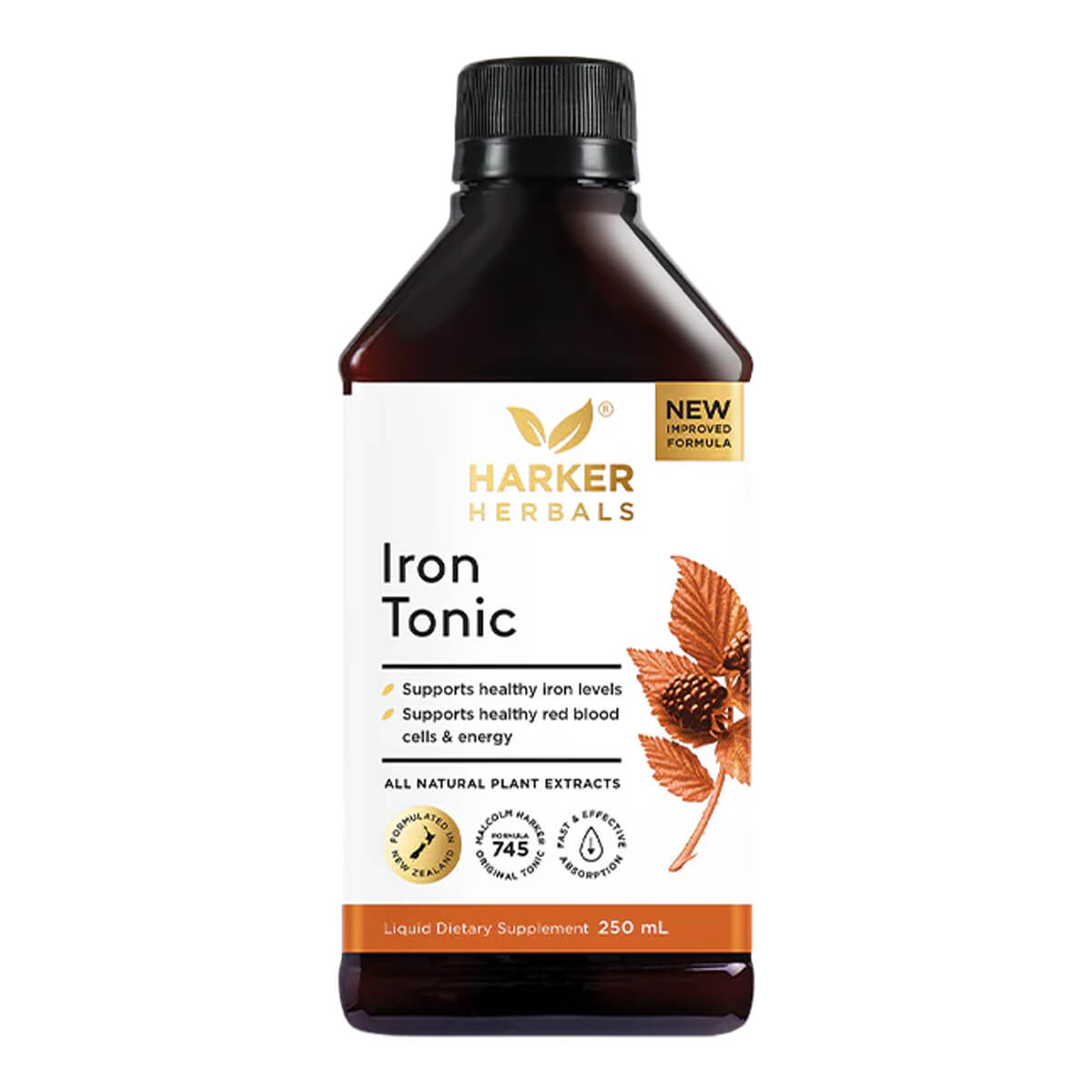 Harker Herbals Iron Tonic bottle on a white background