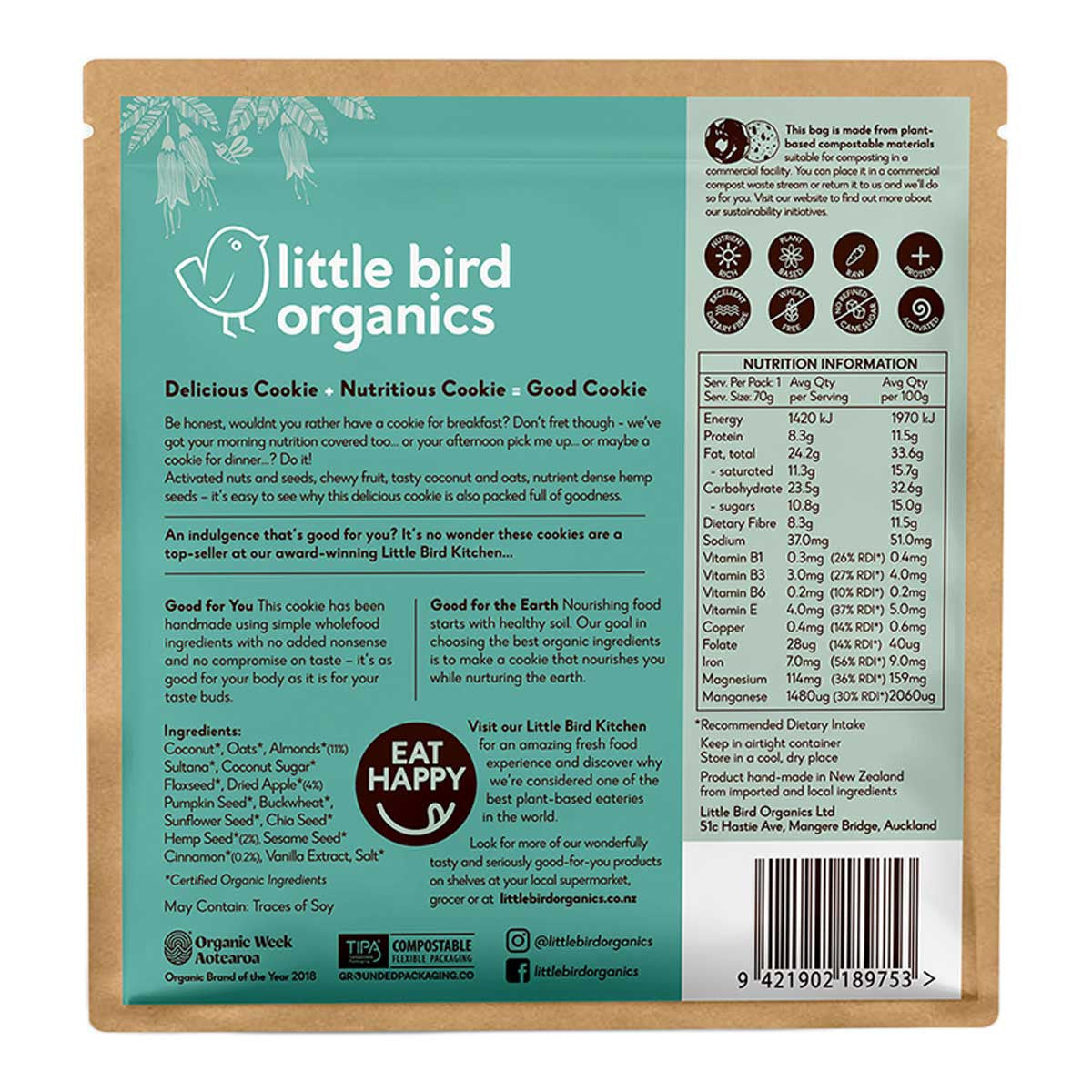 Little Bird Organics Good Cookie - Apple Cinnamon Almond Hemp_2