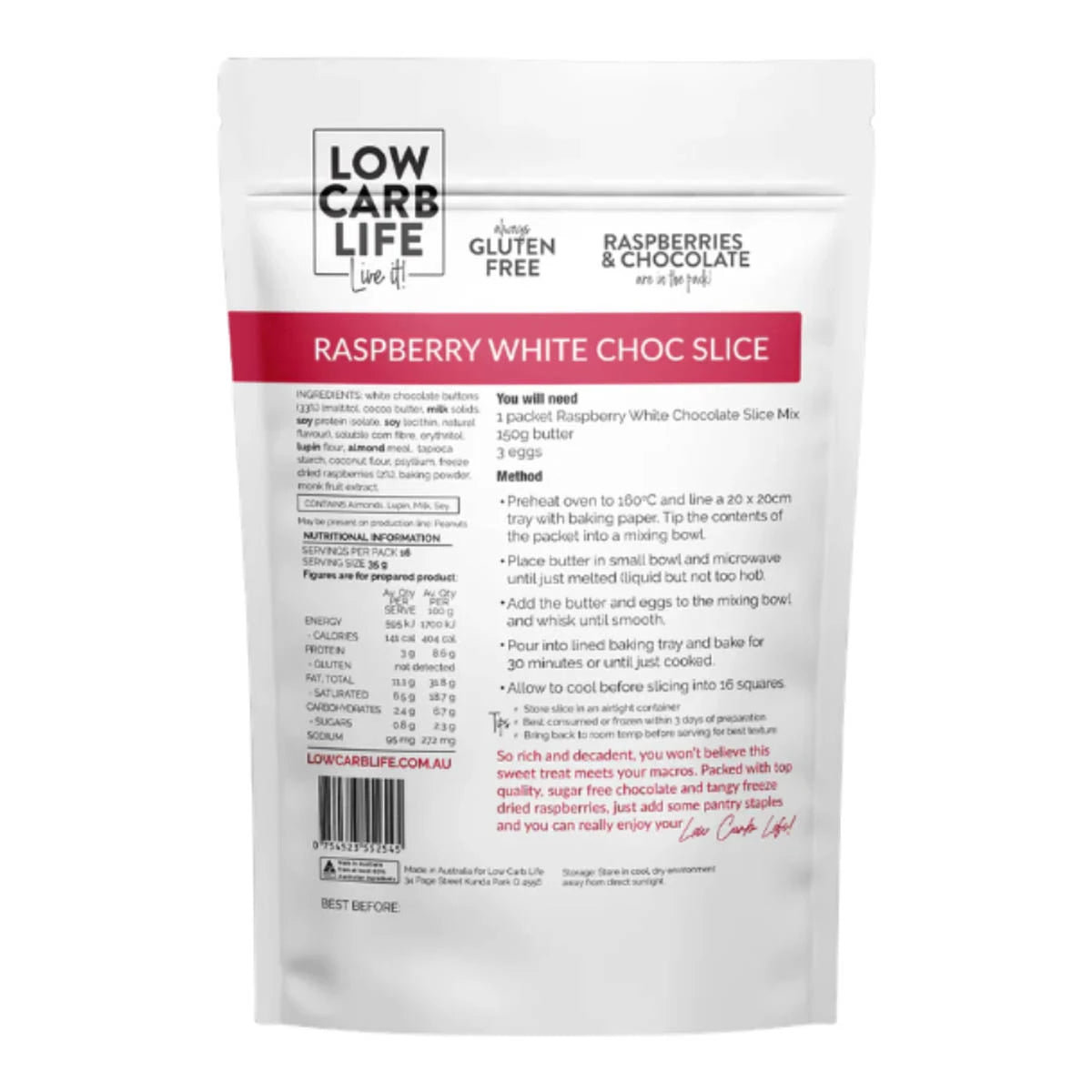 Keto Bake Mix Raspberry White Chocolate
