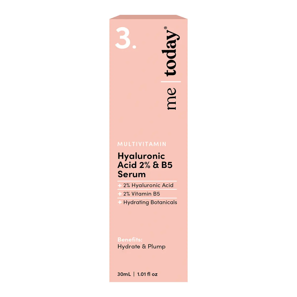 A tall, slim pink box for Hyaluronic Acid 2% & B5 Serum.