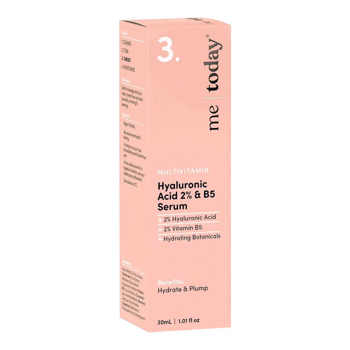 A tall, slim pink box of Hyaluronic Acid 2% & B5 Serum.