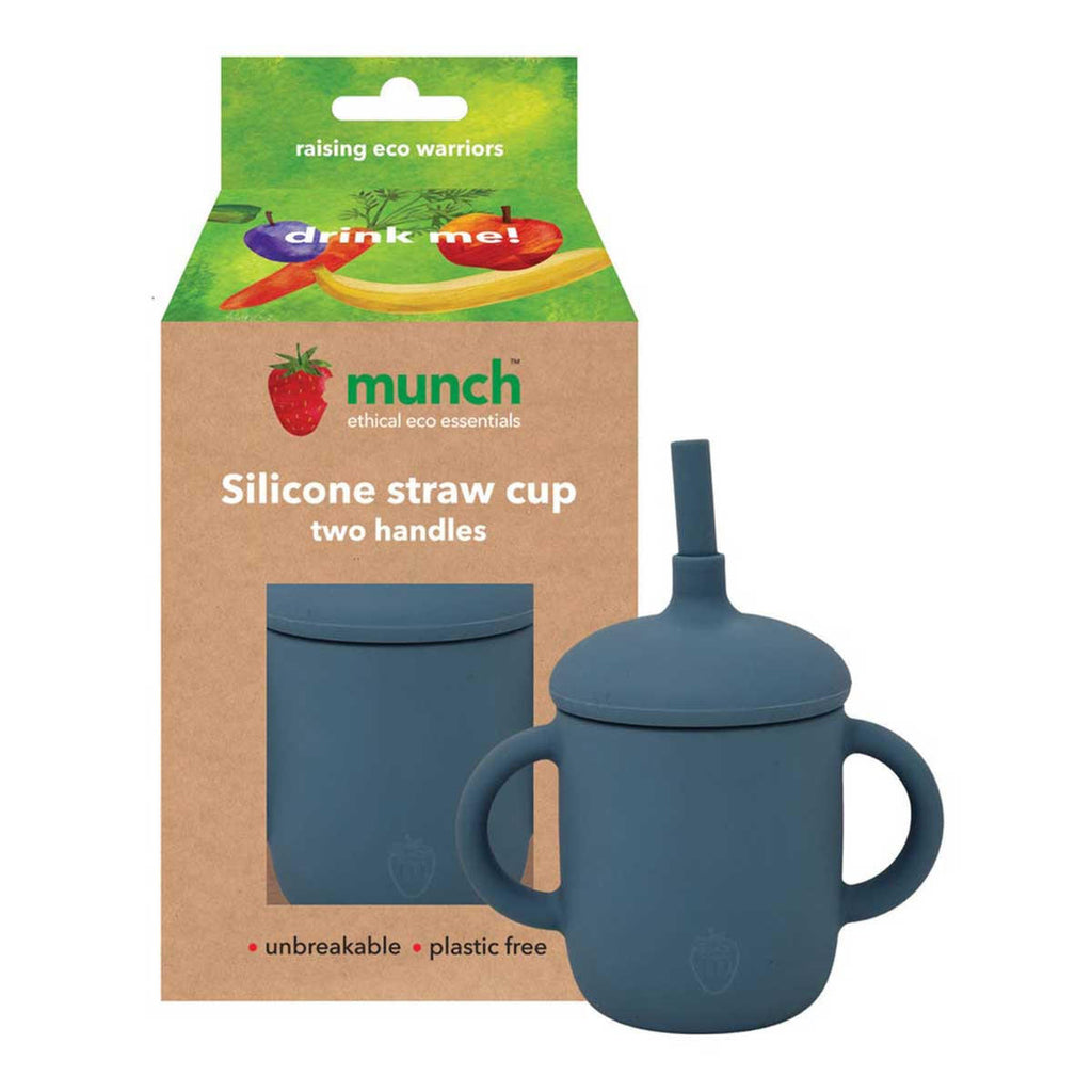 Munch Silicone Straw Baby Cup Two Handles - Blue_1