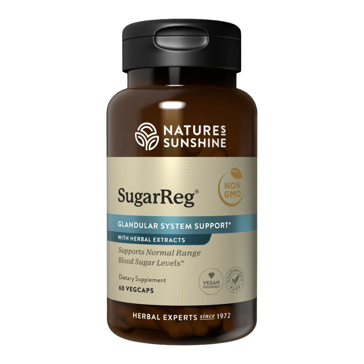 Nature's Sunshine SugarReg supplement bottle on a white background