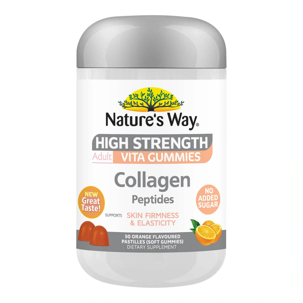 Nature's Way High Strength Collagen Peptides Vita Gummies container on a white background