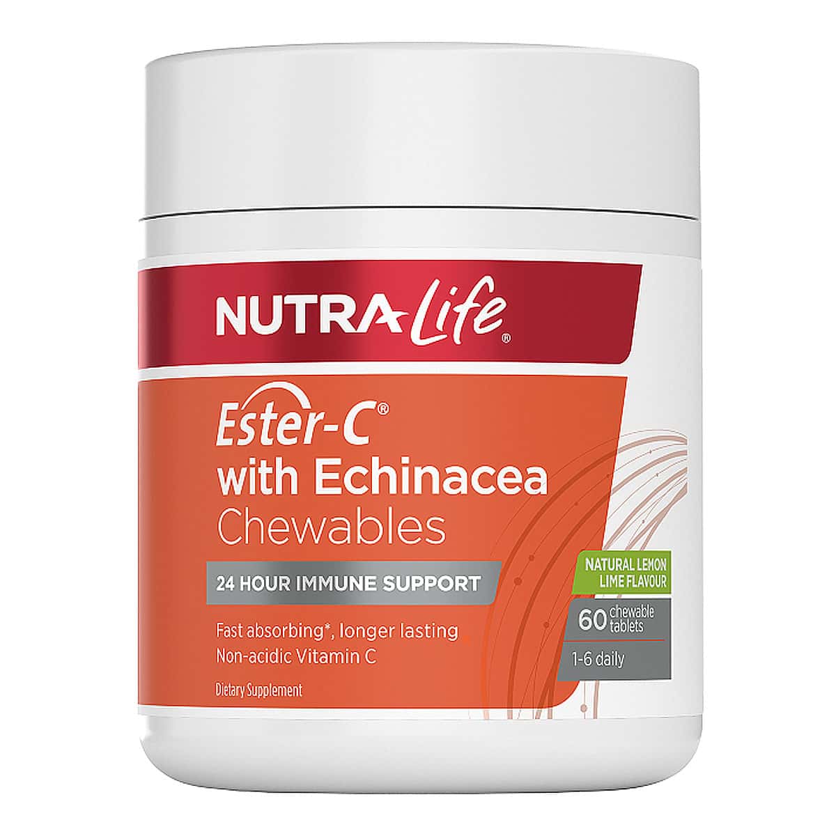 Nutra Life Ester-C with Echinacea Chewables container on a white background.