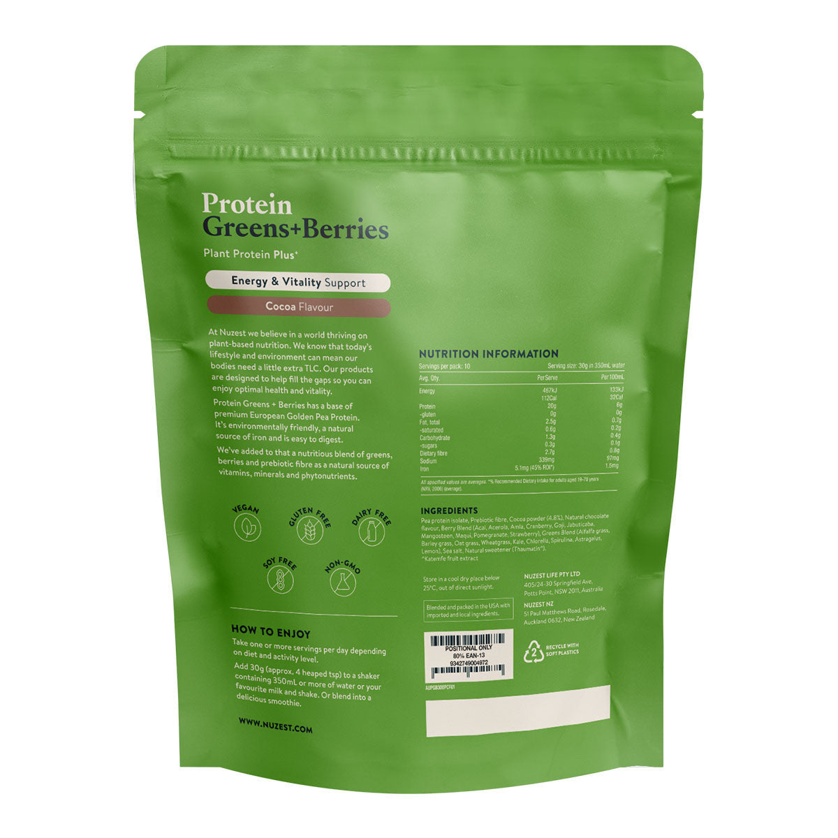 Nuzest Protein Greens + Berries - Cocoa Flavour _2