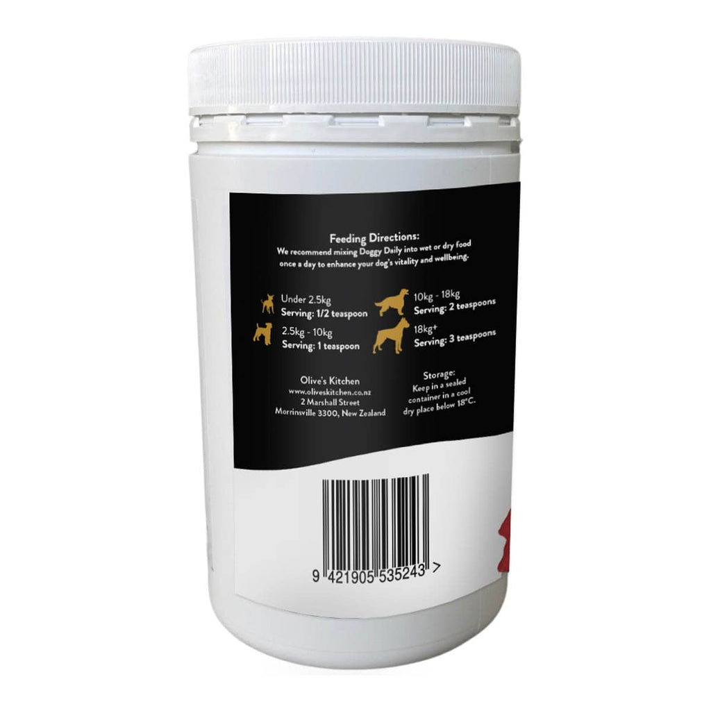 White container with a black label on a white background.