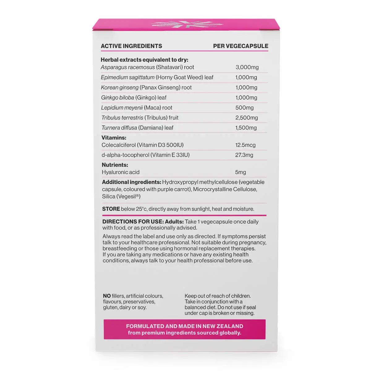Back of Sizzle & Spark packaging with detailed ingredient list and directions on a white background.