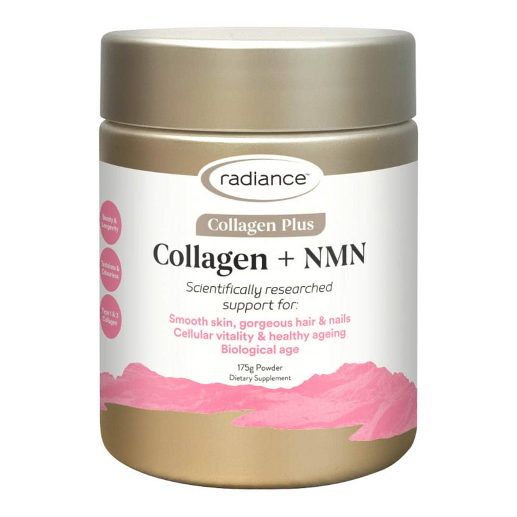 Radiance Collagen Plus Collagen + NMN supplement container on a white background