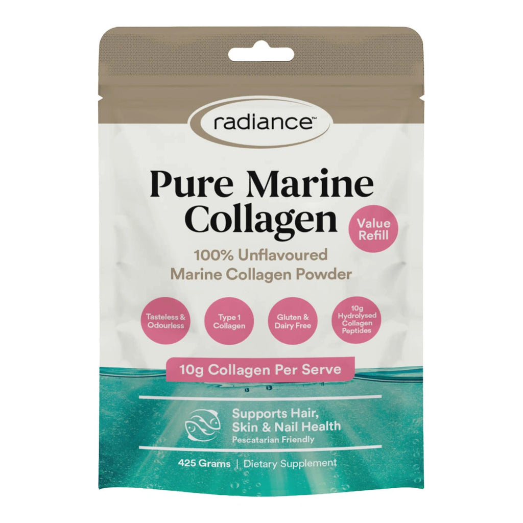 425g of Pure Marine Collagen in a resealable pouch.