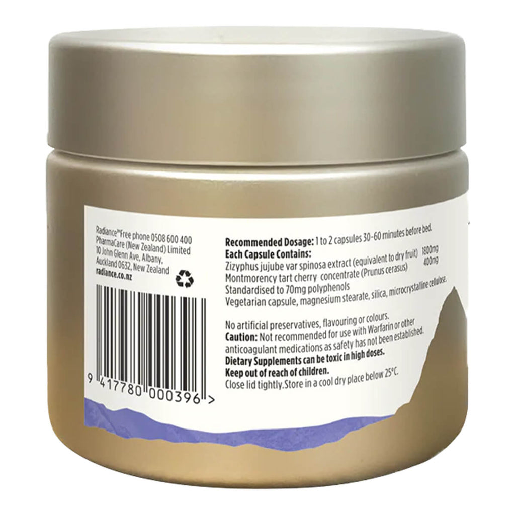 Back label of a supplement container with text and bar code on a white background