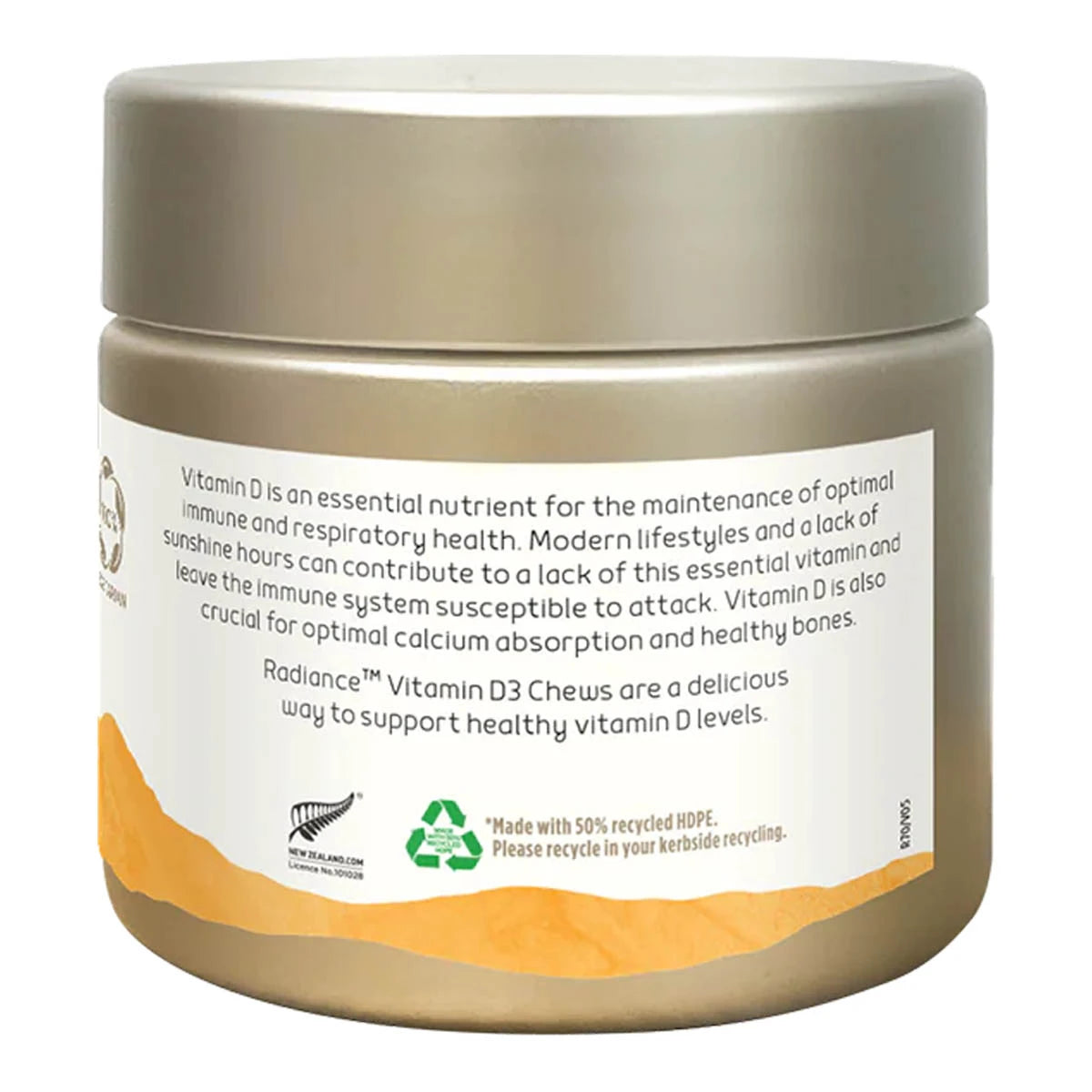Jar of Vitamin D3 Chews with label on a white background