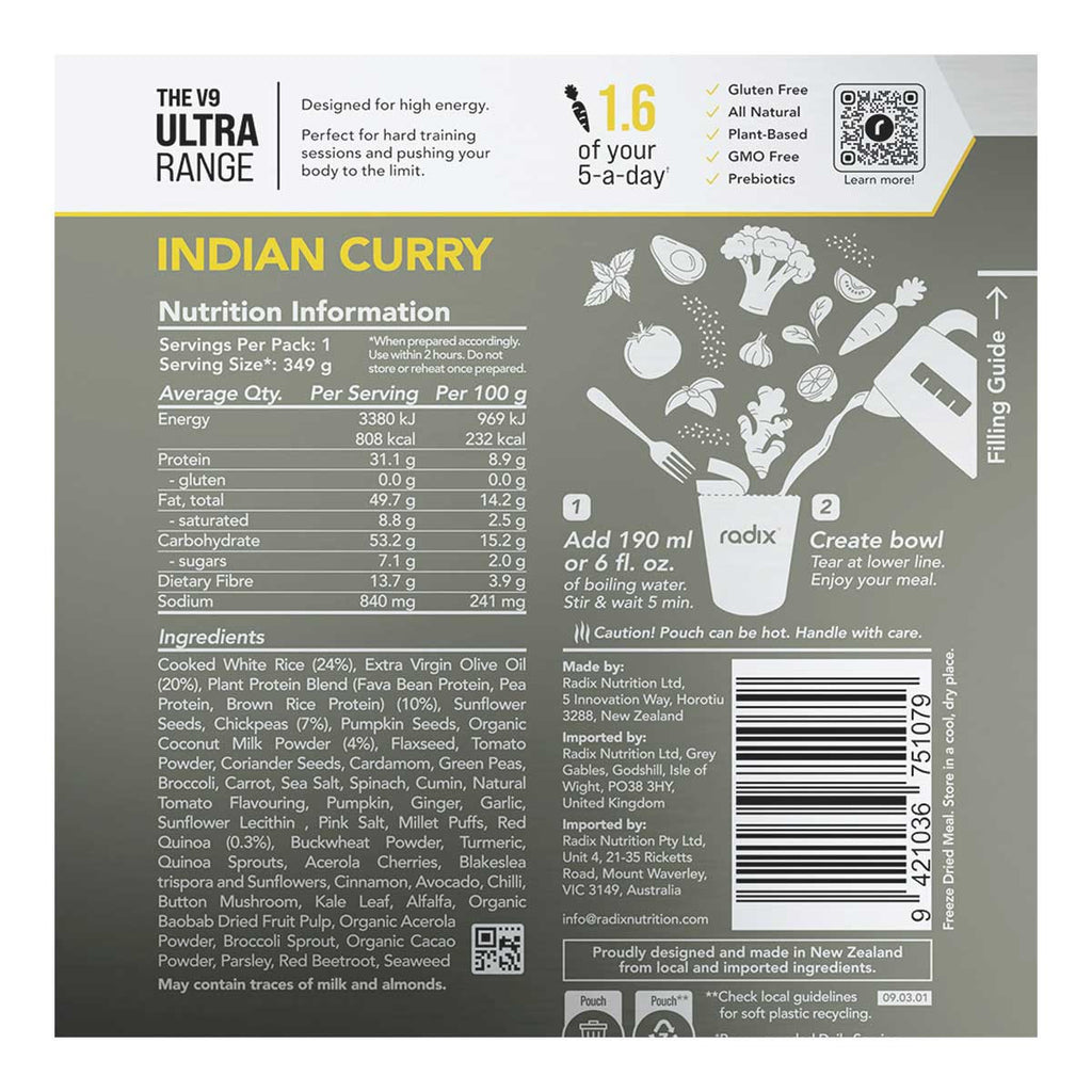 Radix Nutrition Indian Curry Meal Ultra Range 800kcal _2