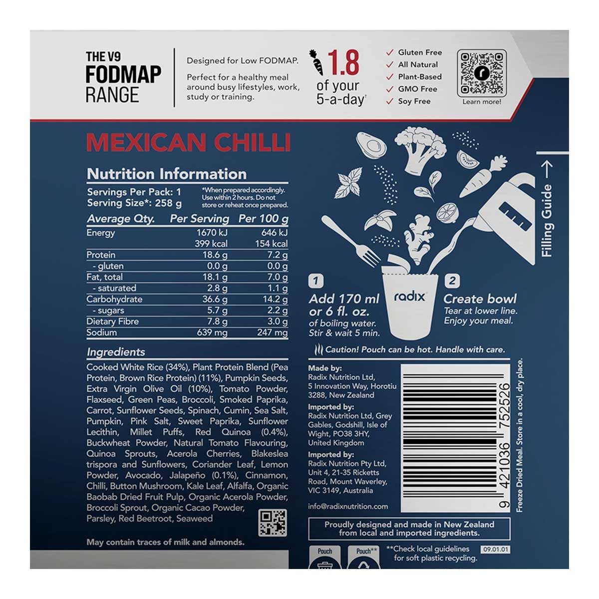 Radix Nutrition Mexican Chilli Meal FODMAP Range 400kcal _2