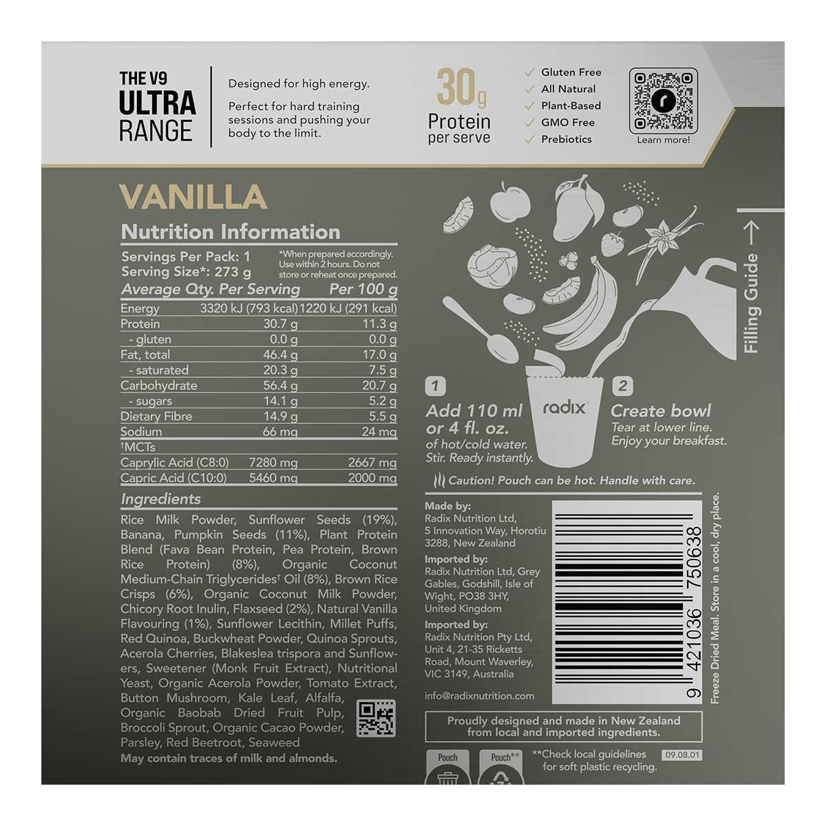 Radix Nutrition Vanilla Breakfast Ultra Range 800cal _2