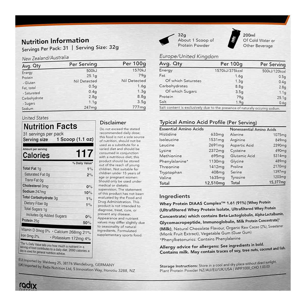 Radix Nutrition Whey Protein Powder DIAAS Complex 1.61 - Chocolate _2