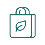 Shopping bag with leaf icon.