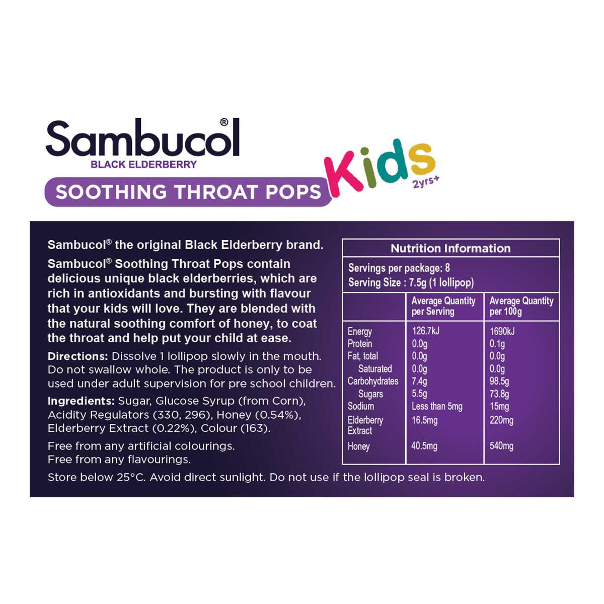 Sambucol Black Elderberry Soothing Throat Pops Kids 2 Years_2