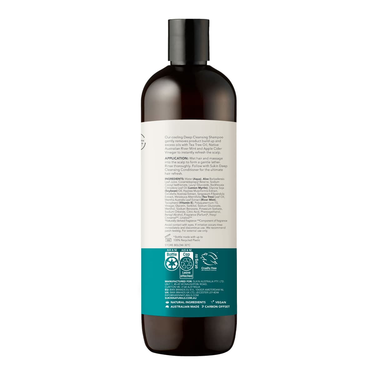 Shampoo bottle with label on a white background.