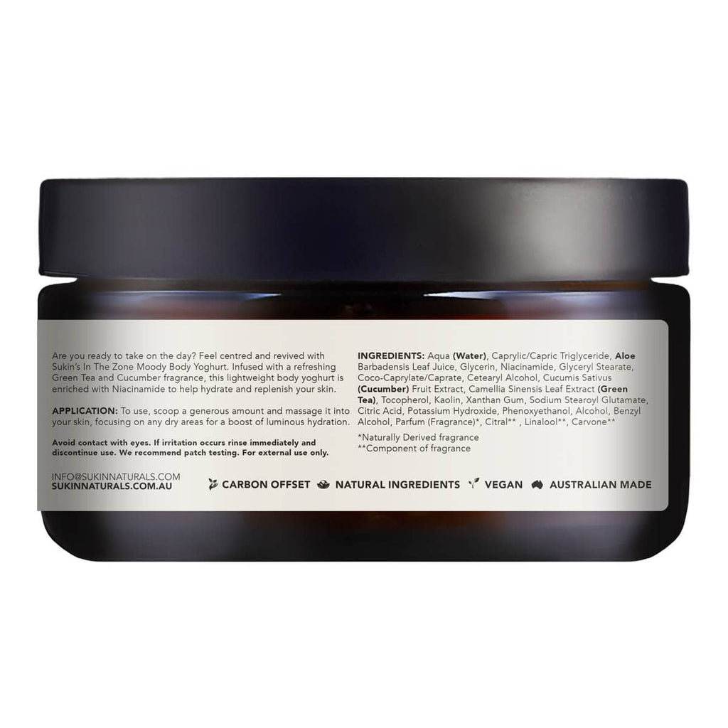 Jar of skincare product with label on a white background.