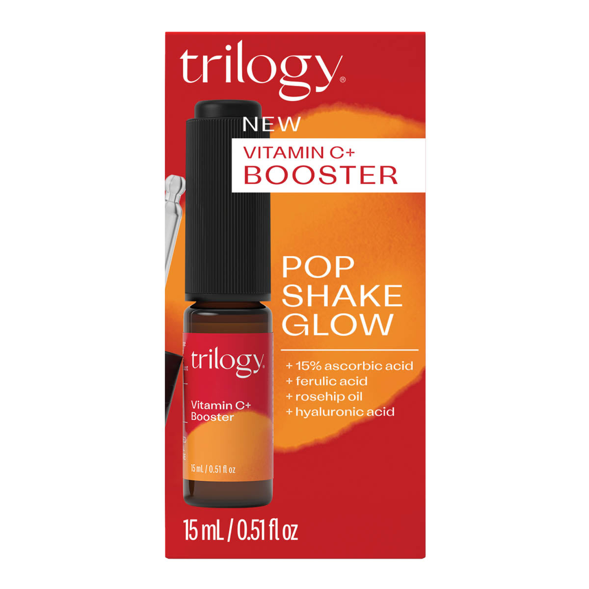Trilogy Vitamin C+ Booster packaging on a white background.