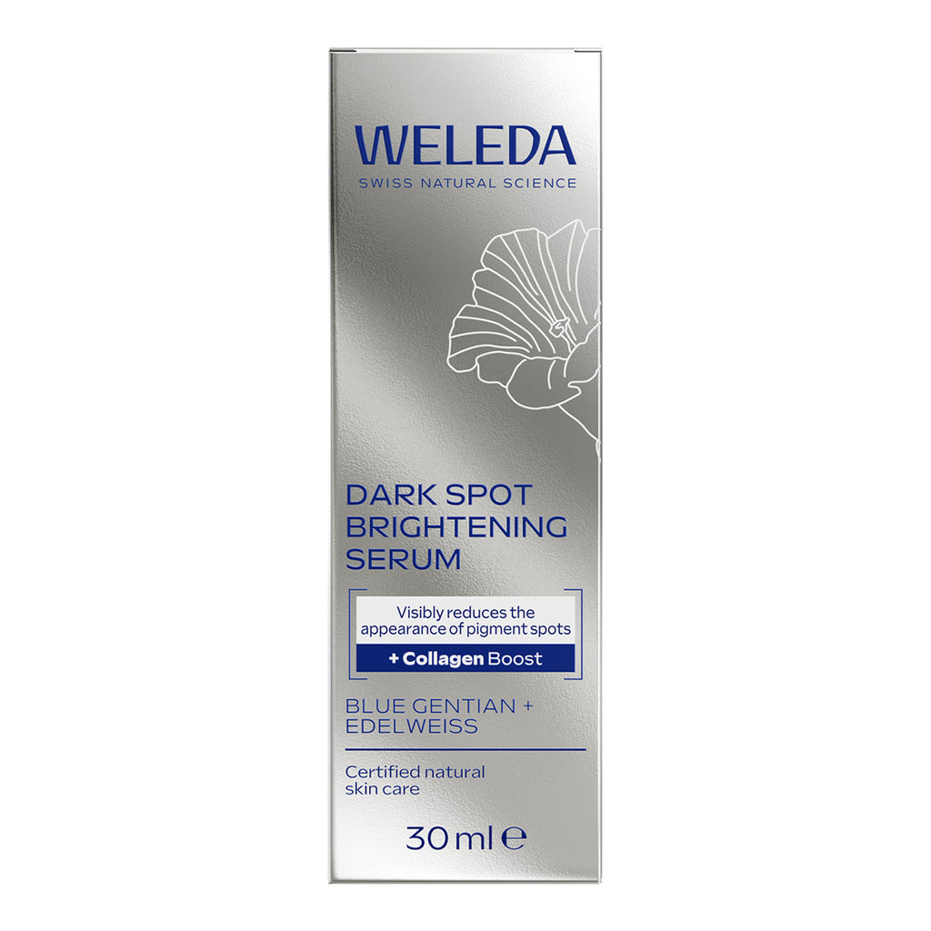 Weleda Dark Spot Brightening Serum packaging on a white background.