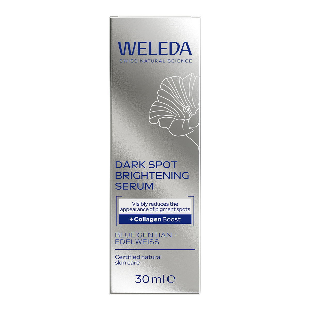 Weleda Dark Spot Brightening Serum packaging on a white background.