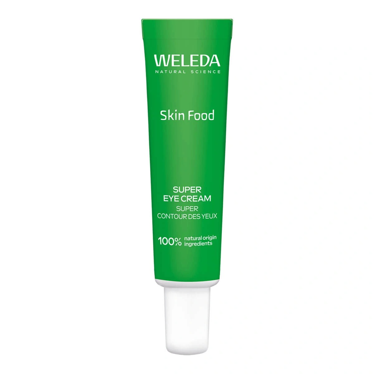 Weleda Skin Food Super Eye Cream tube on a white background